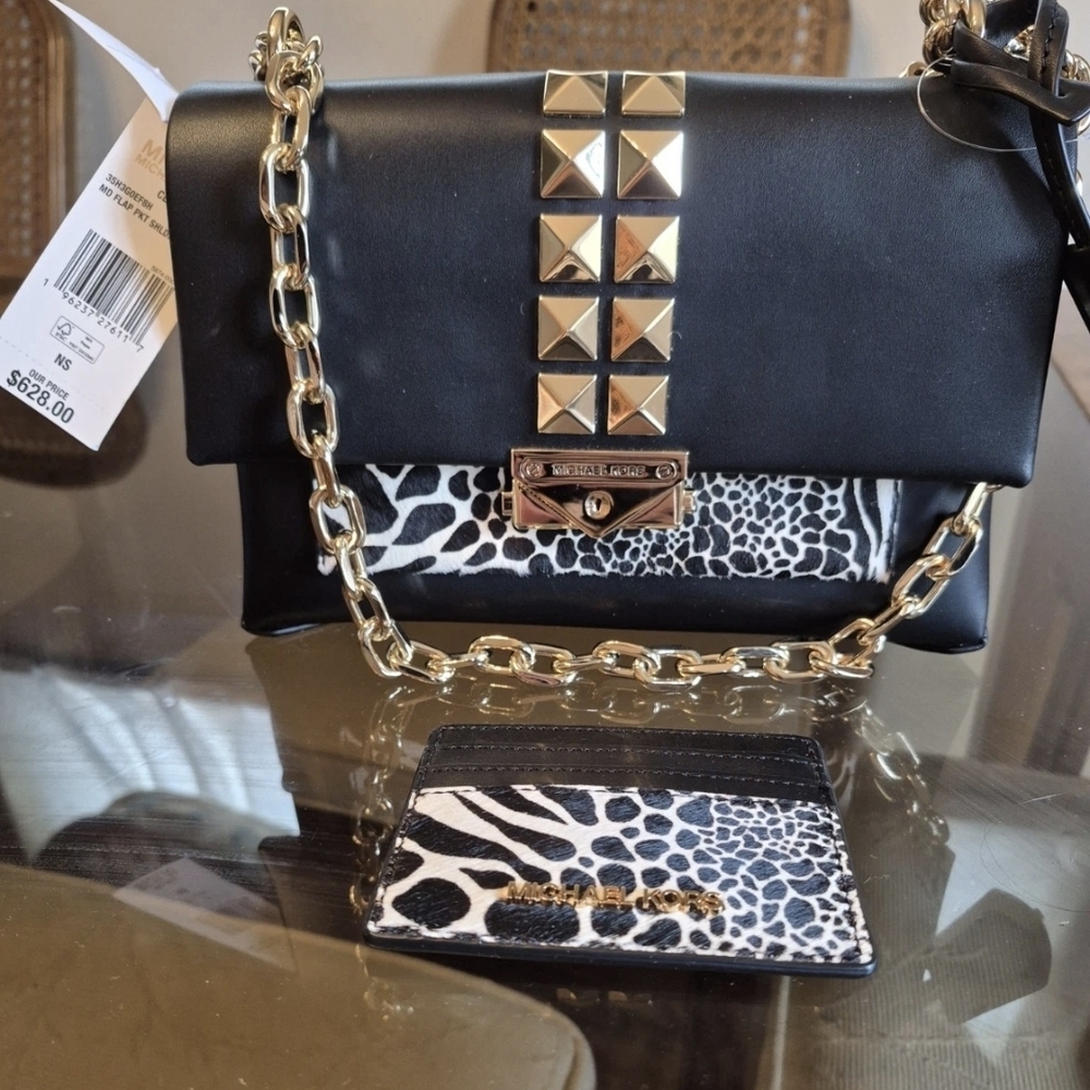 Michael Kors Black Crossbody Bag with Pyramid Studs